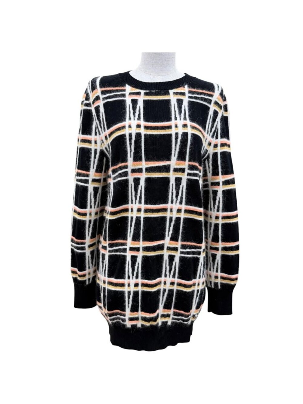 Chanel 22A Cotton Alpaca CC Logo Parts Knit Tunic Multicolor Sweater 36